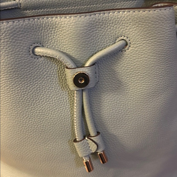 Kate Spade New York Sinch medium flap backpack. The color is light blue, EUC - Picture 7 of 11